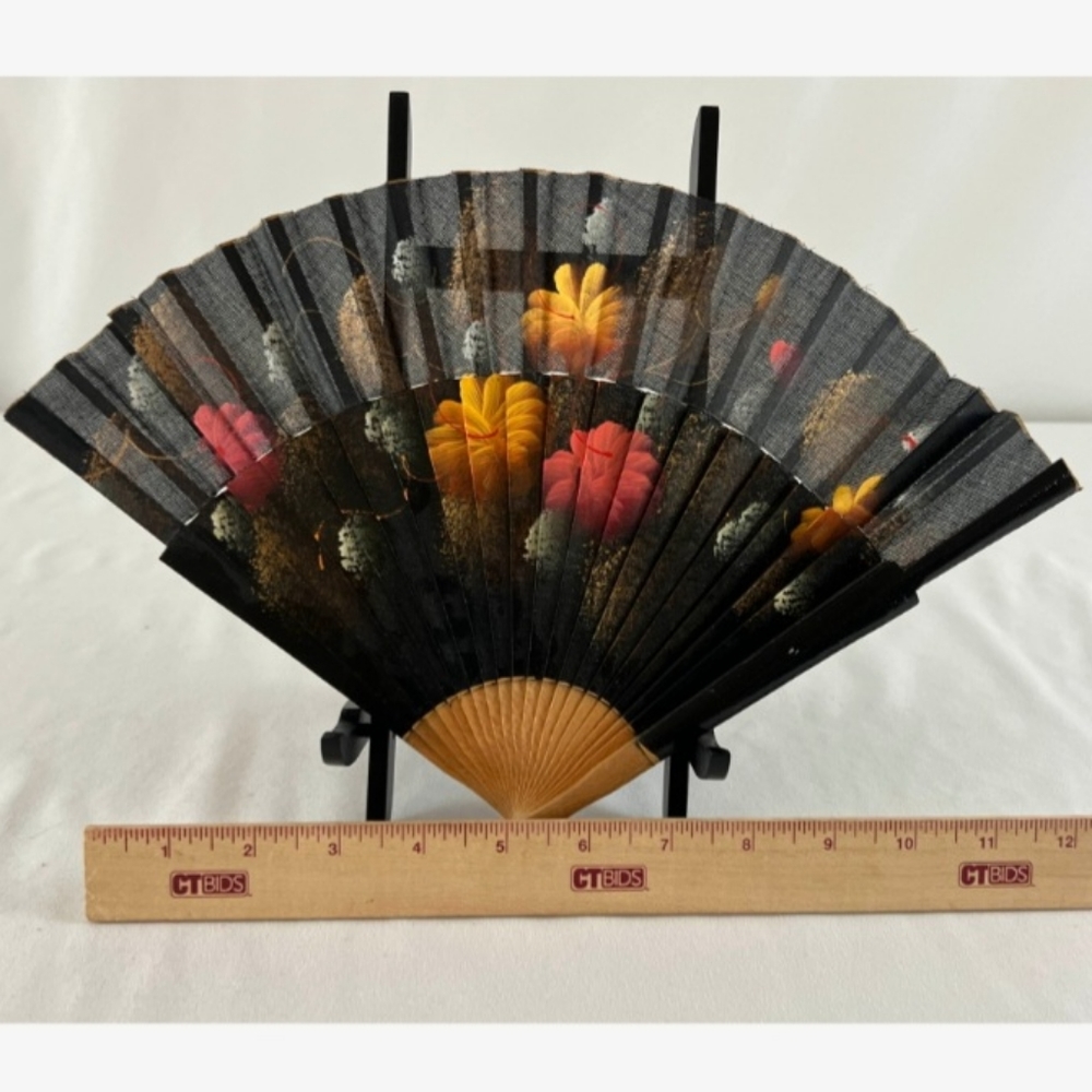 Japanese Decorative Fan with Display Stand